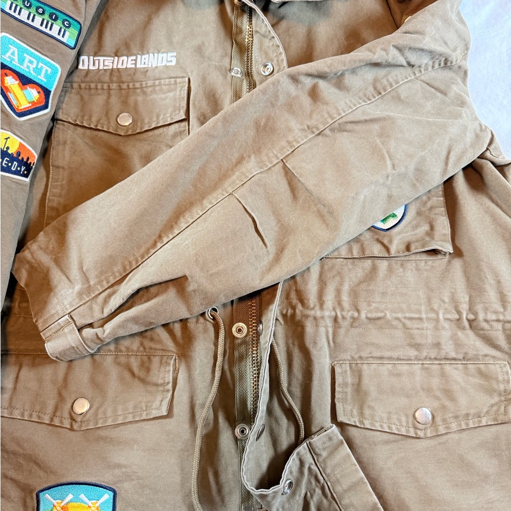 Olive Green Hooded Jacket with Patches - Picture 7 of 11